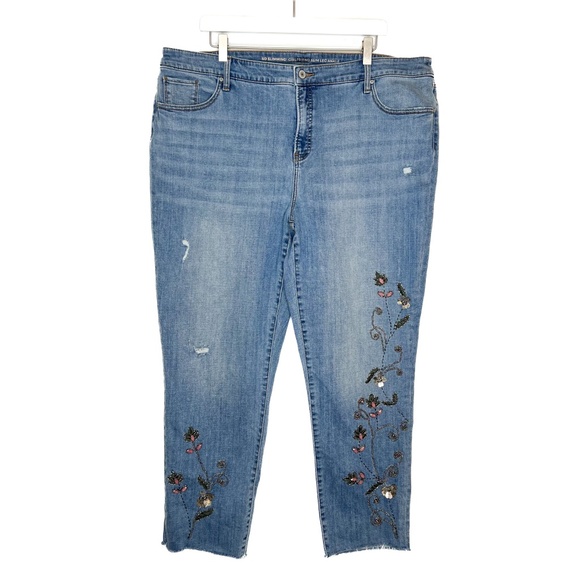 Chico's Denim - Chicos Jeans So Slimming Beaded Vines Girlfriend Ankle Jeans